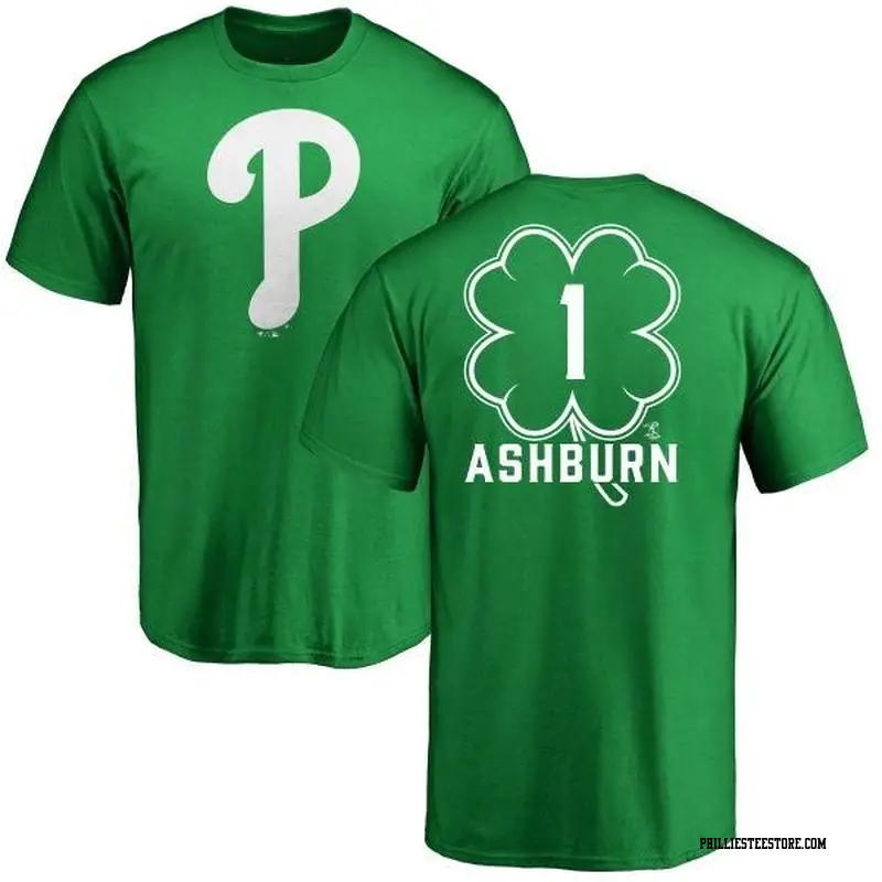 Men's Philadelphia Phillies ＃1 Richie Ashburn Green Branded Dubliner Name & Number T-Shirt Kelly