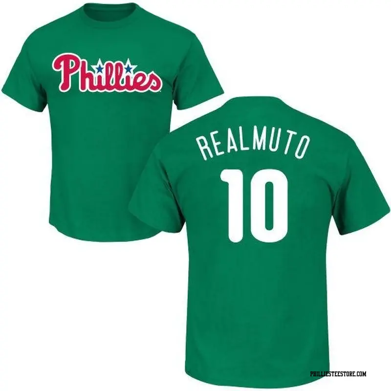 Men's Philadelphia Phillies ＃10 J.T. Realmuto Green St. Patrick's Day Roster Name & Number T-Shirt