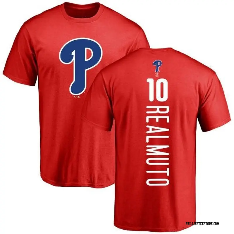 Men's Philadelphia Phillies ＃10 J.T. Realmuto Red Backer T-Shirt