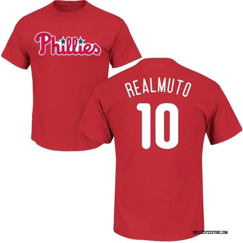 Men's Philadelphia Phillies ＃10 J.T. Realmuto Red Roster Name & Number T-Shirt