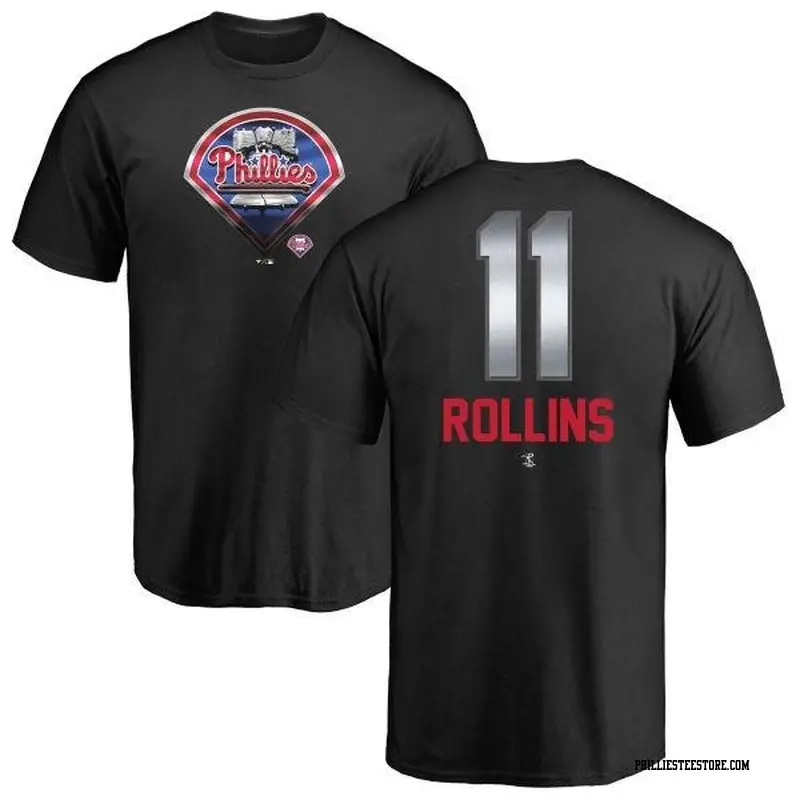 Men's Philadelphia Phillies ＃11 Jimmy Rollins Black Branded Midnight Mascot T-Shirt