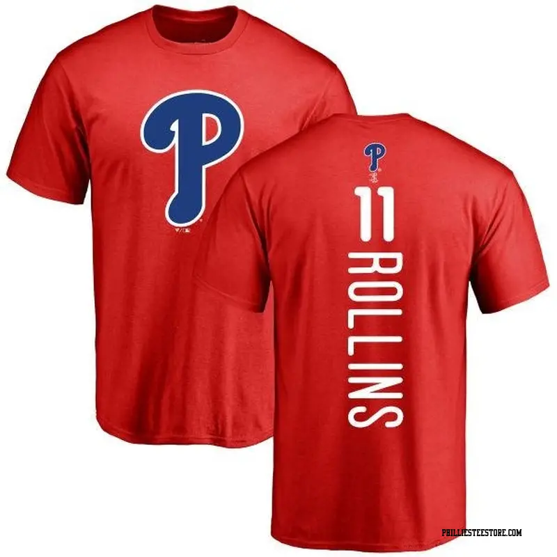 Men's Philadelphia Phillies ＃11 Jimmy Rollins Red Backer T-Shirt