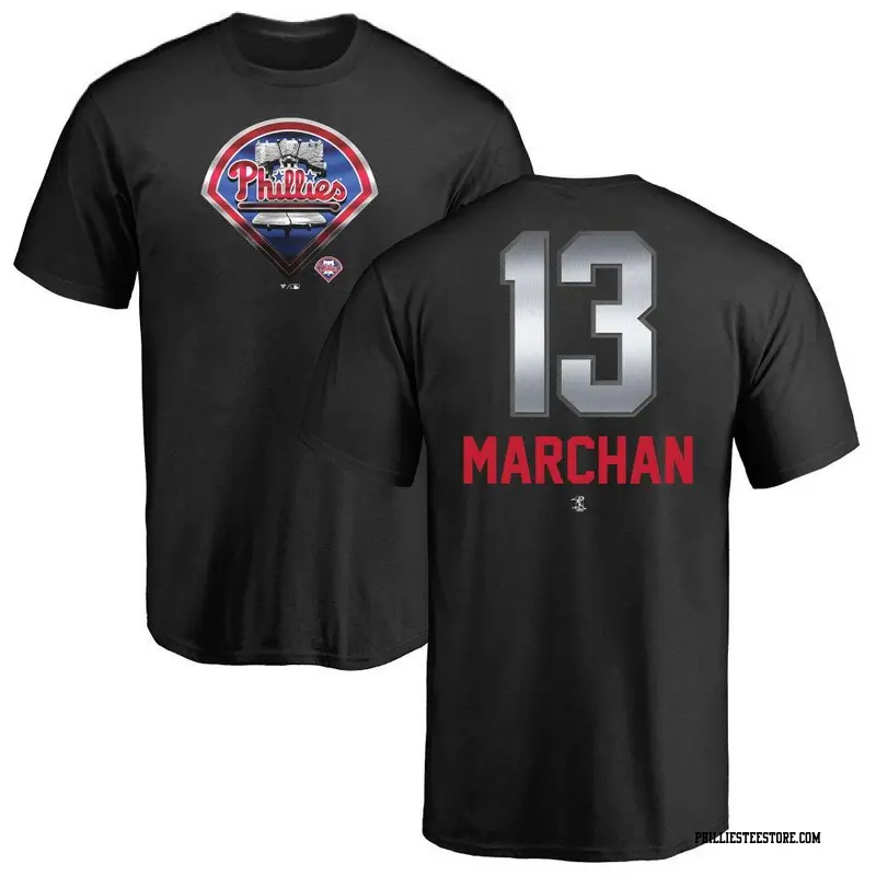 Men's Philadelphia Phillies ＃13 Rafael Marchan Black Branded Midnight Mascot T-Shirt