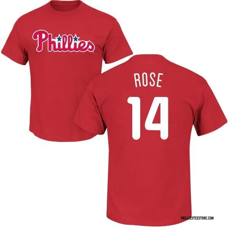 Men's Philadelphia Phillies ＃14 Pete Rose Red Roster Name & Number T-Shirt