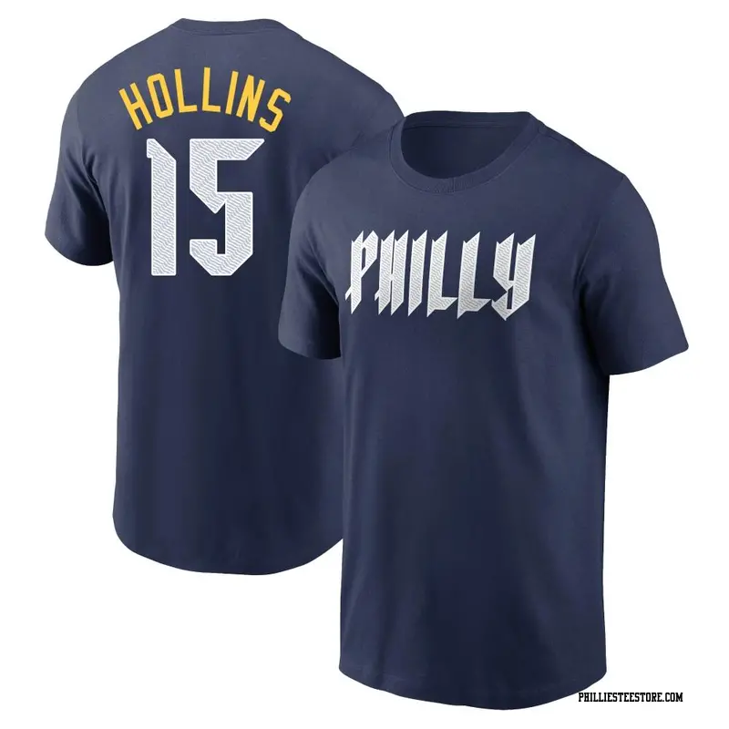 Men's Philadelphia Phillies ＃15 Dave Hollins Navy 2024 City Connect Fuse Name & Number T-Shirt