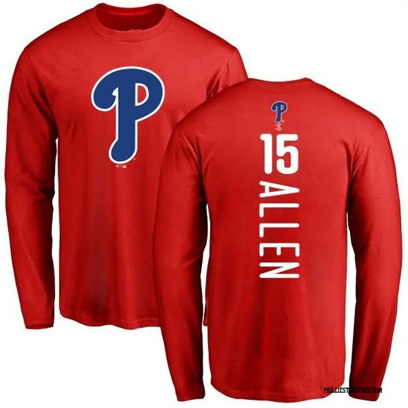 Men's Philadelphia Phillies ＃15 Richie Allen Red Backer Long Sleeve T-Shirt