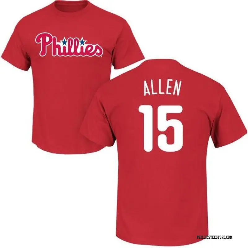 Men's Philadelphia Phillies ＃15 Richie Allen Red Roster Name & Number T-Shirt