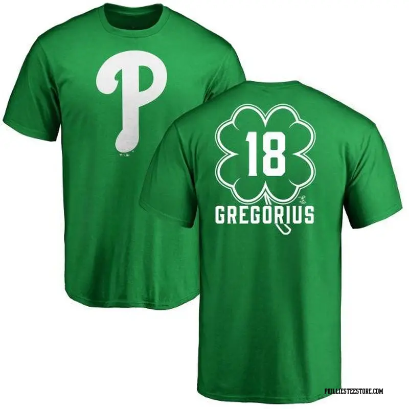 Men's Philadelphia Phillies ＃18 Didi Gregorius Green Branded Dubliner Name & Number T-Shirt Kelly