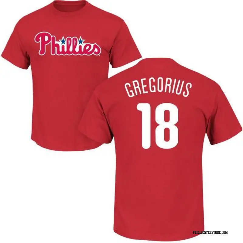 Men's Philadelphia Phillies ＃18 Didi Gregorius Red Roster Name & Number T-Shirt