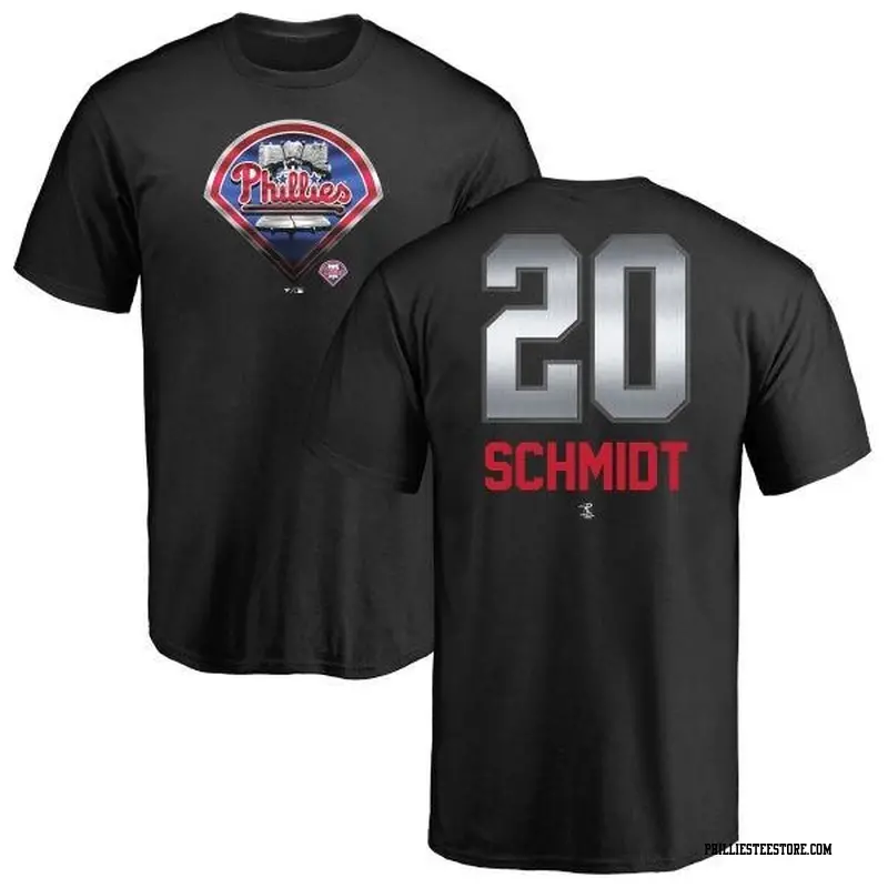 Men's Philadelphia Phillies ＃20 Mike Schmidt Black Branded Midnight Mascot T-Shirt