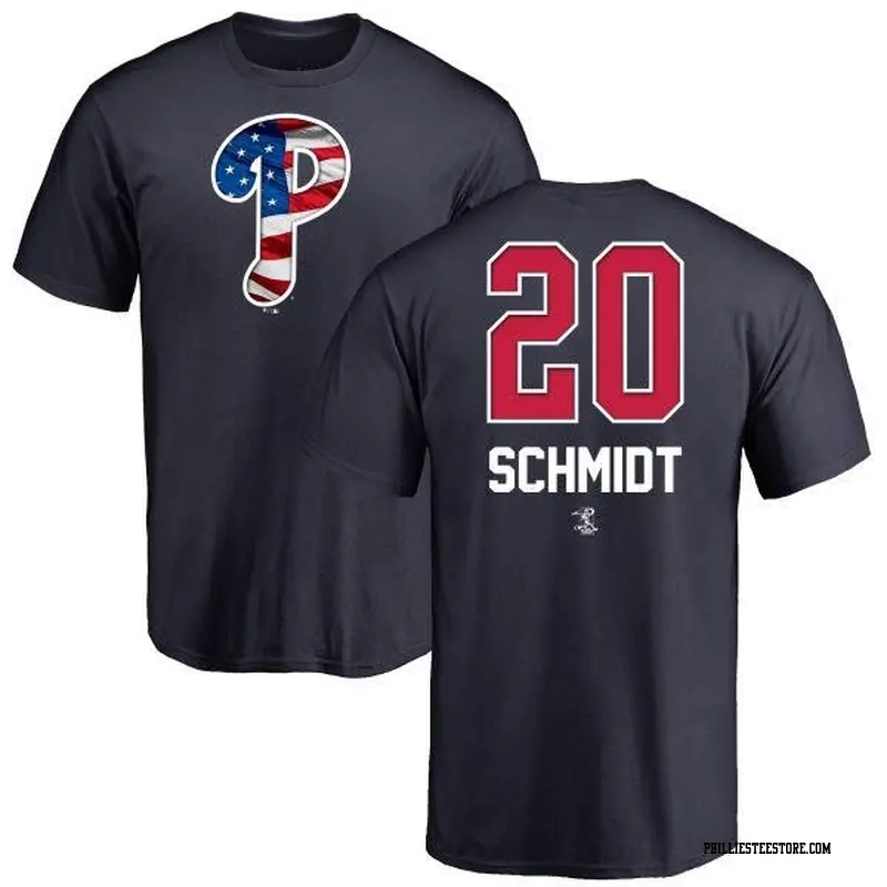 Men's Philadelphia Phillies ＃20 Mike Schmidt Navy Branded Name and Number Banner Wave T-Shirt