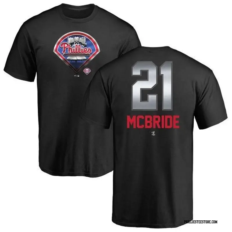 Men's Philadelphia Phillies ＃21 Bake Mcbride Black Branded Midnight Mascot T-Shirt