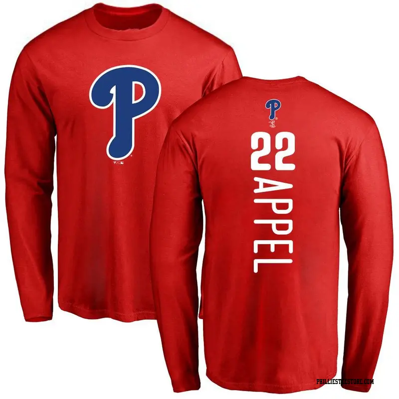 Men's Philadelphia Phillies ＃22 Mark Appel Red Backer Long Sleeve T-Shirt