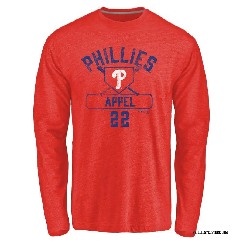 Men's Philadelphia Phillies ＃22 Mark Appel Red Branded Base Runner Long Sleeve T-Shirt