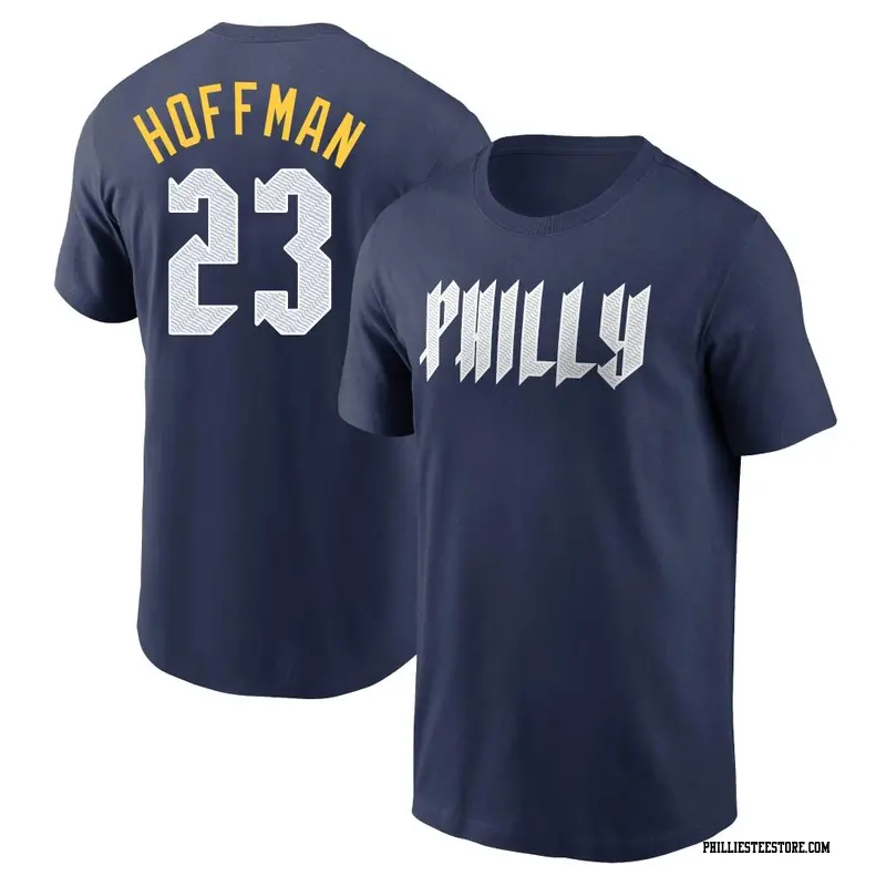 Men's Philadelphia Phillies ＃23 Jeff Hoffman Navy 2024 City Connect Fuse Name & Number T-Shirt