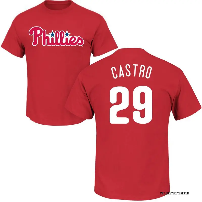 Men's Philadelphia Phillies ＃29 Rodolfo Castro Red Roster Name & Number T-Shirt