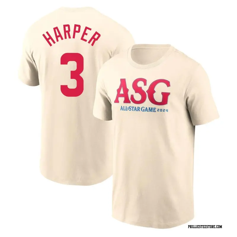 Men's Philadelphia Phillies ＃3 Bryce Harper Cream 2024 All-Star Collection Legend T-Shirt