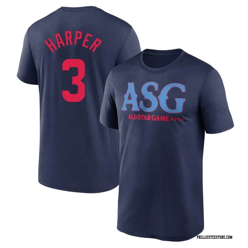 Men's Philadelphia Phillies ＃3 Bryce Harper Navy 2024 All-Star Collection Legend T-Shirt