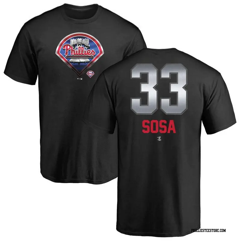 Men's Philadelphia Phillies ＃33 Edmundo Sosa Black Branded Midnight Mascot T-Shirt