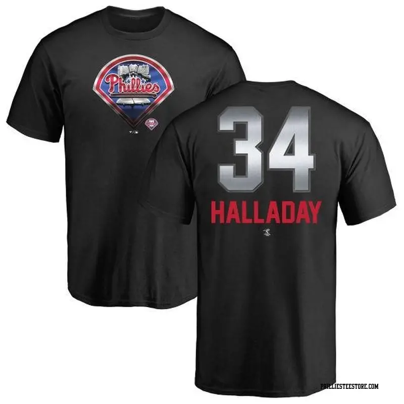 Men's Philadelphia Phillies ＃34 Roy Halladay Black Branded Midnight Mascot T-Shirt