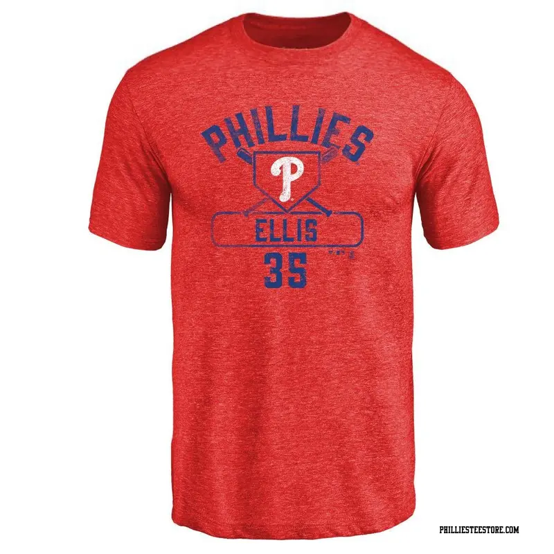 Men's Philadelphia Phillies ＃35 Drew Ellis Red Base Runner T-Shirt