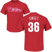 Men's Philadelphia Phillies ＃36 Devin Sweet Red Roster Name & Number T-Shirt