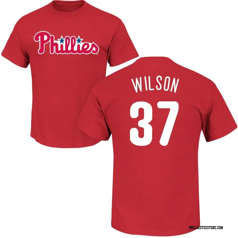 Men's Philadelphia Phillies ＃37 Weston Wilson Red Roster Name & Number T-Shirt