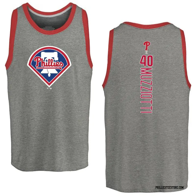 Men's Philadelphia Phillies ＃40 Simon Muzziotti Ash Branded Backer Tank Top