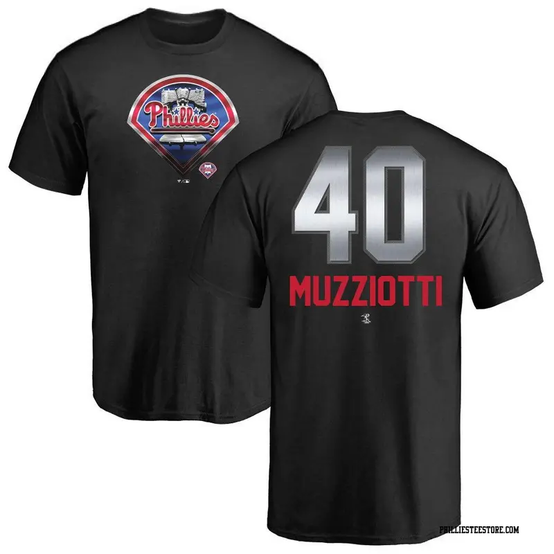 Men's Philadelphia Phillies ＃40 Simon Muzziotti Black Branded Midnight Mascot T-Shirt