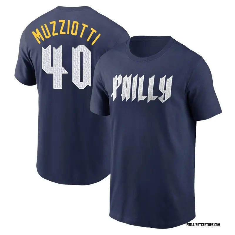 Men's Philadelphia Phillies ＃40 Simon Muzziotti Navy 2024 City Connect Fuse Name & Number T-Shirt