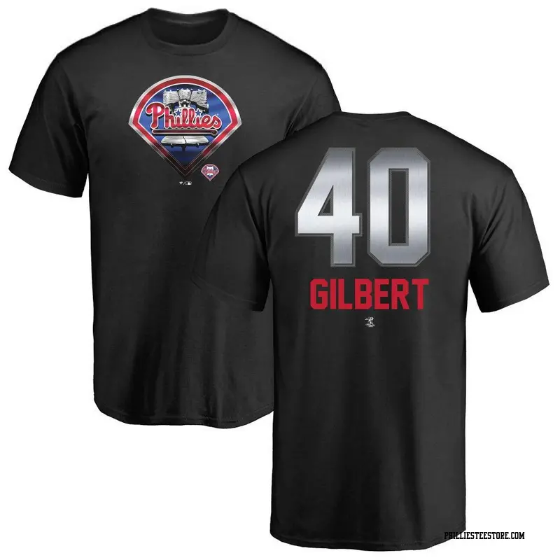 Men's Philadelphia Phillies ＃40 Tyler Gilbert Black Midnight Mascot T-Shirt