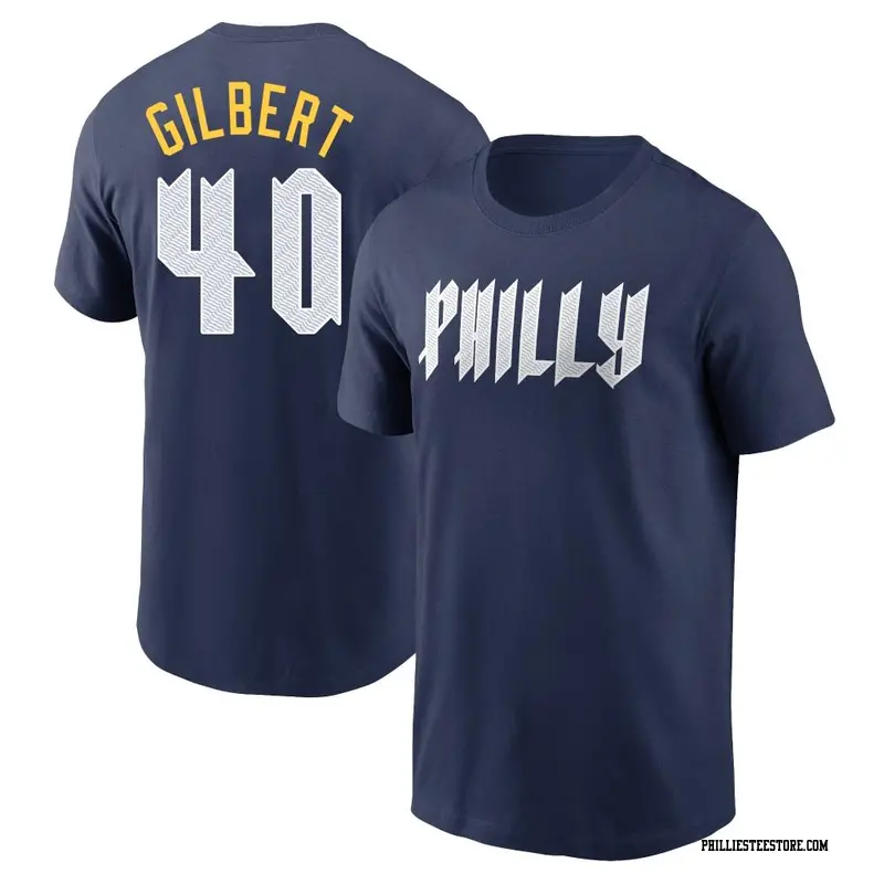 Men's Philadelphia Phillies ＃40 Tyler Gilbert Navy 2024 City Connect Fuse Name & Number T-Shirt