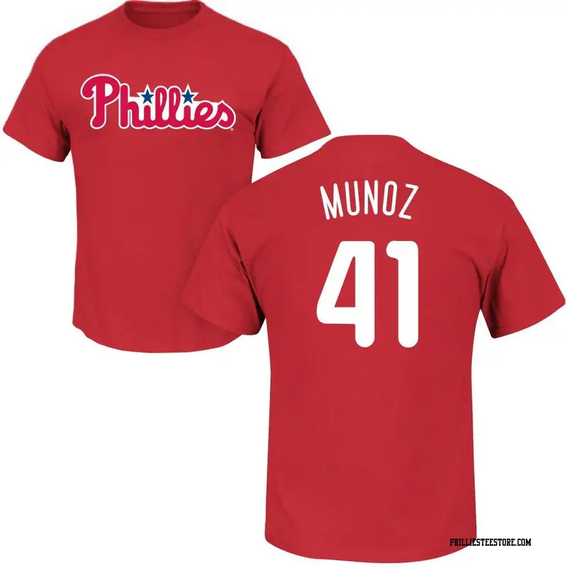 Men's Philadelphia Phillies ＃41 Yairo Munoz Red Roster Name & Number T-Shirt