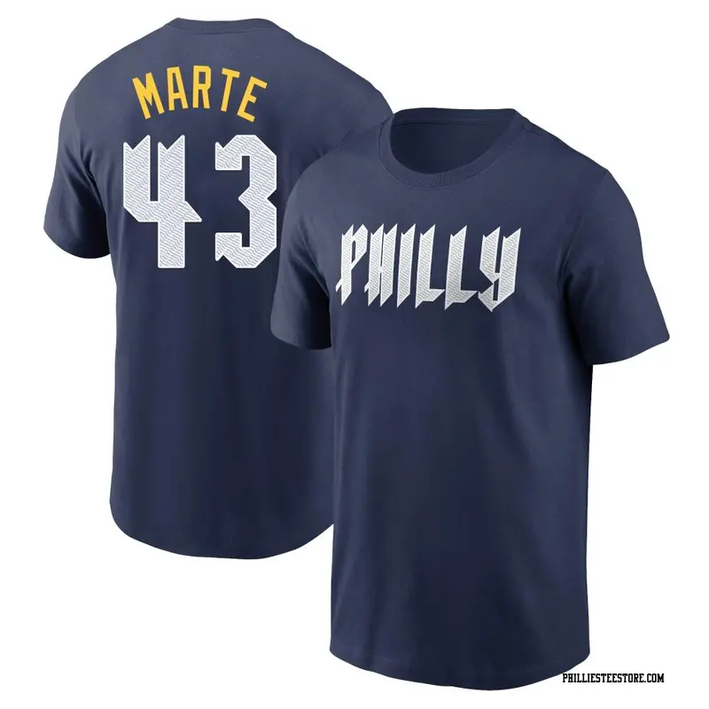 Men's Philadelphia Phillies ＃43 Yunior Marte Navy 2024 City Connect Fuse Name & Number T-Shirt