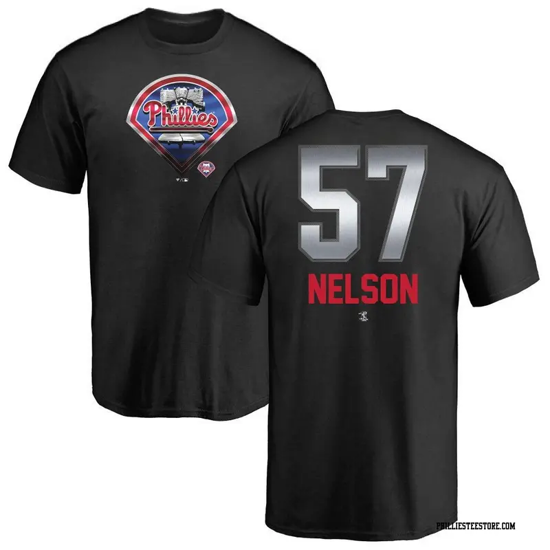 Men's Philadelphia Phillies ＃57 Nick Nelson Black Branded Midnight Mascot T-Shirt