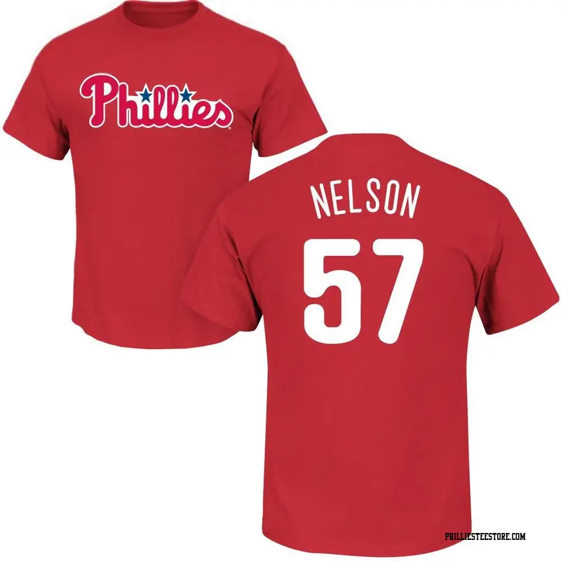 Men's Philadelphia Phillies ＃57 Nick Nelson Red Roster Name & Number T-Shirt