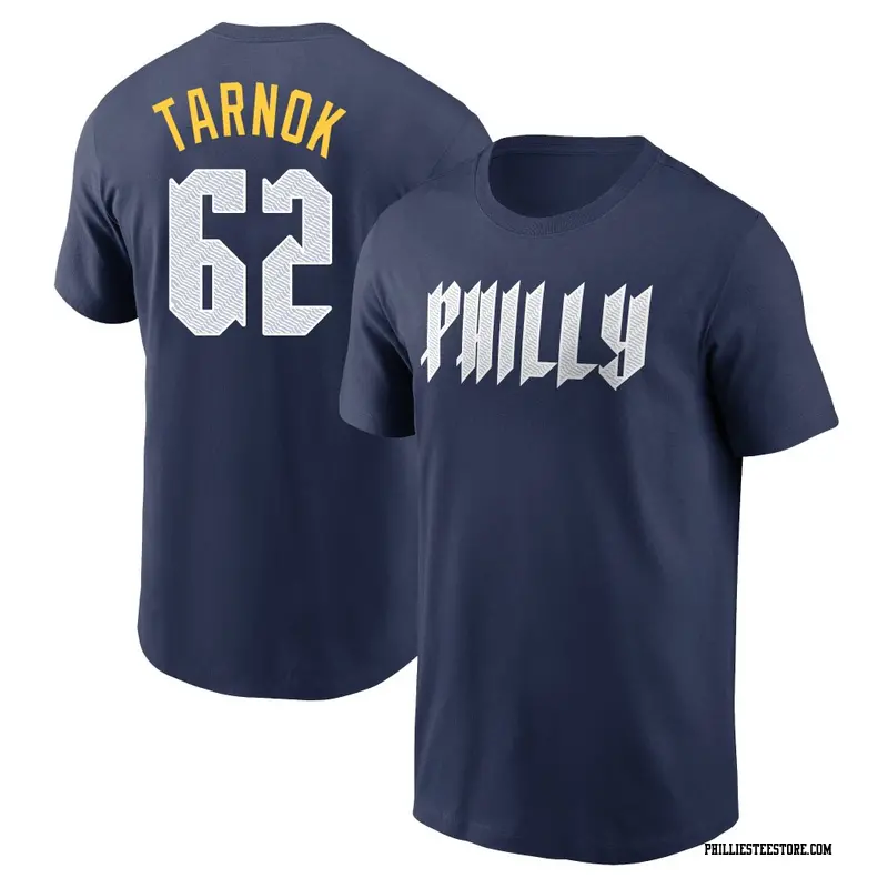 Men's Philadelphia Phillies ＃62 Freddy Tarnok Navy 2024 City Connect Fuse Name & Number T-Shirt