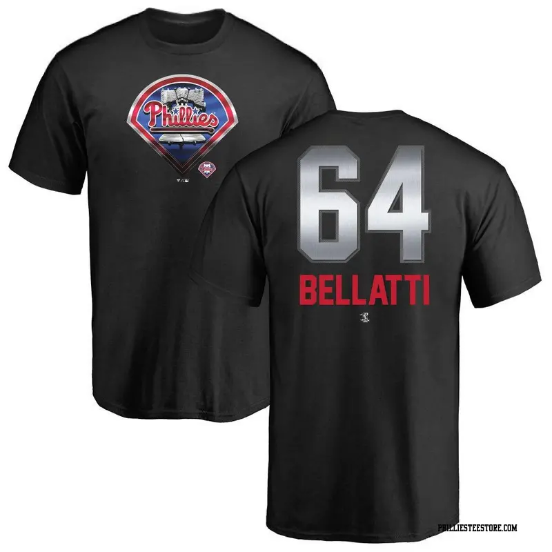 Men's Philadelphia Phillies ＃64 Andrew Bellatti Black Branded Midnight Mascot T-Shirt