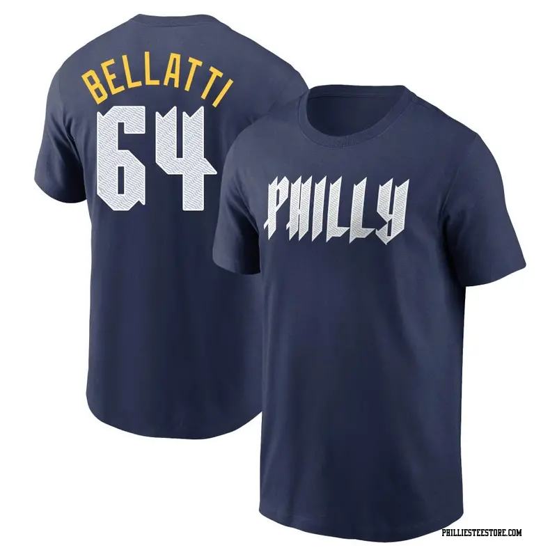 Men's Philadelphia Phillies ＃64 Andrew Bellatti Navy 2024 City Connect Fuse Name & Number T-Shirt