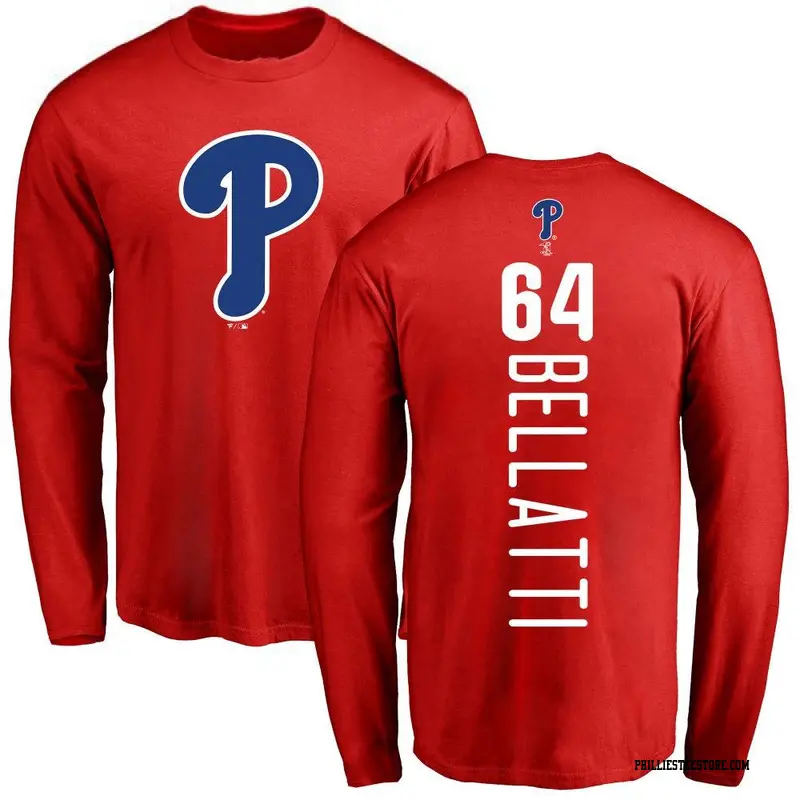 Men's Philadelphia Phillies ＃64 Andrew Bellatti Red Backer Long Sleeve T-Shirt