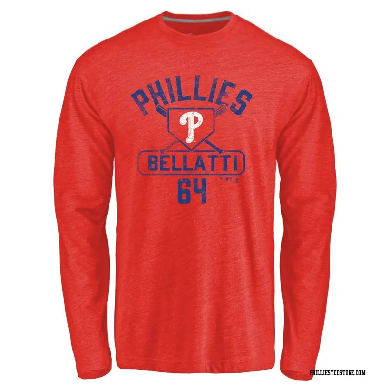 Men's Philadelphia Phillies ＃64 Andrew Bellatti Red Branded Base Runner Long Sleeve T-Shirt