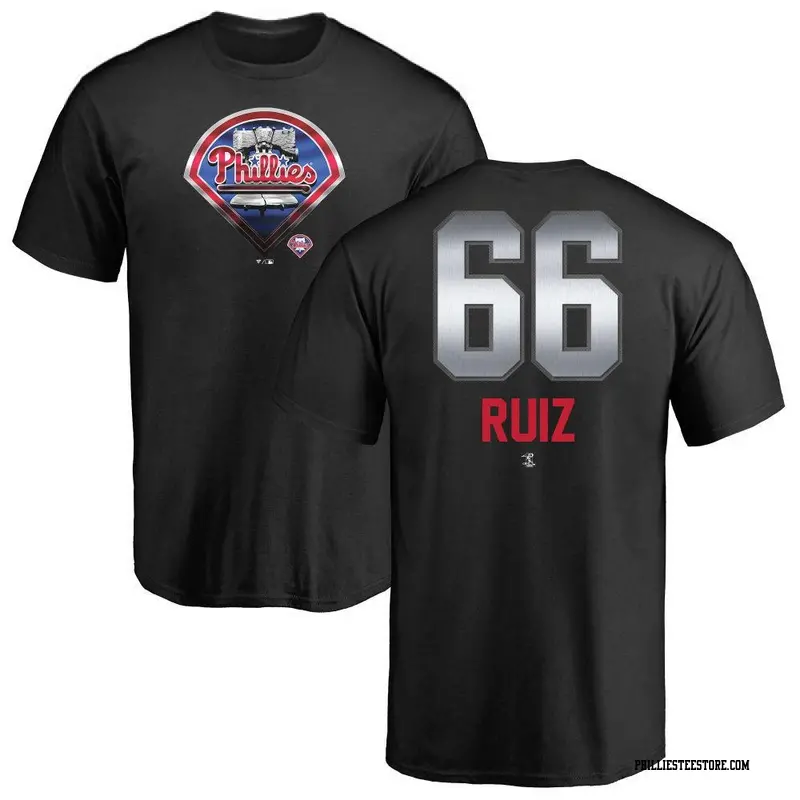 Men's Philadelphia Phillies ＃66 Jose Ruiz Black Midnight Mascot T-Shirt