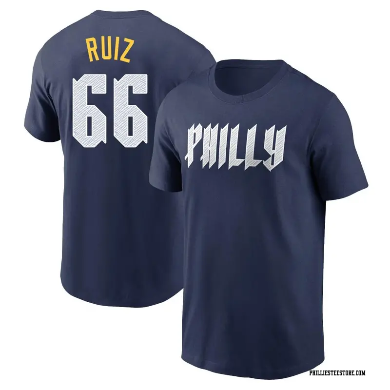 Men's Philadelphia Phillies ＃66 Jose Ruiz Navy 2024 City Connect Fuse Name & Number T-Shirt