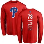 Men's Philadelphia Phillies ＃73 Kyle Tyler Red Backer Long Sleeve T-Shirt