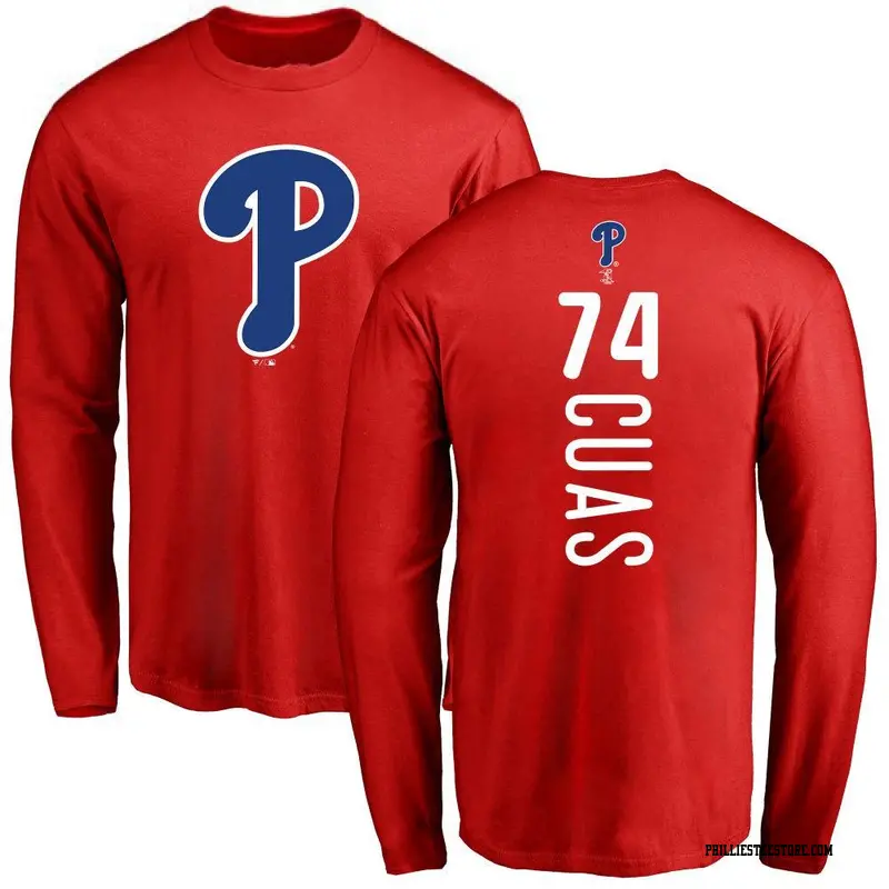 Men's Philadelphia Phillies ＃74 Jose Cuas Red Backer Long Sleeve T-Shirt