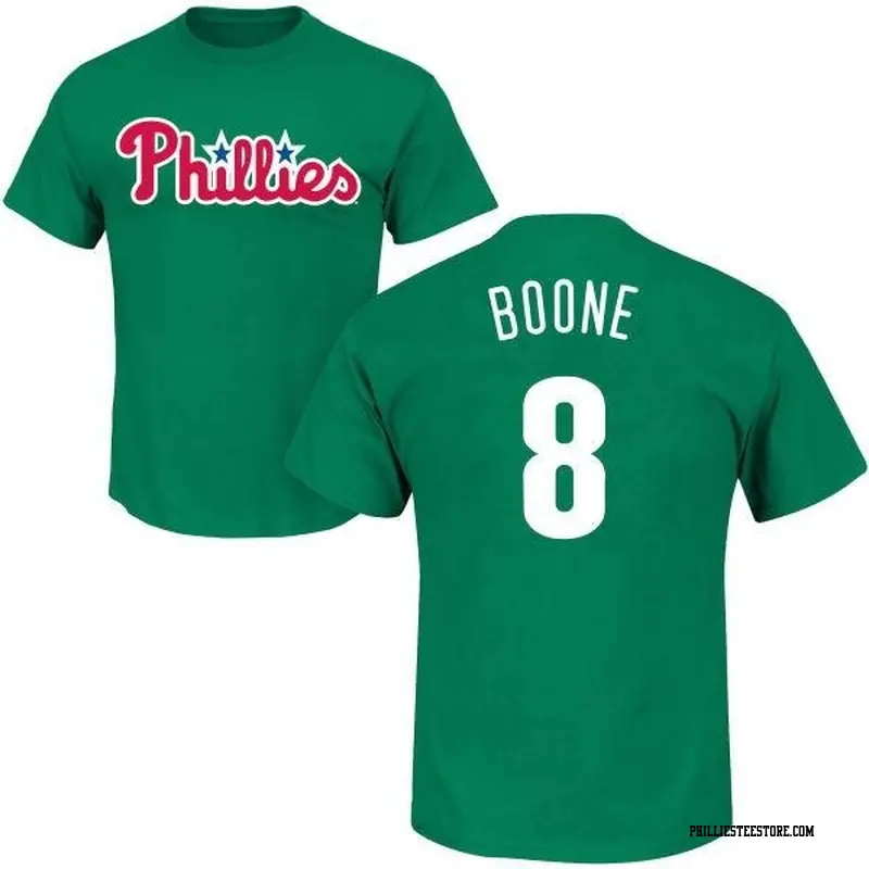 Men's Philadelphia Phillies ＃8 Bob Boone Green St. Patrick's Day Roster Name & Number T-Shirt