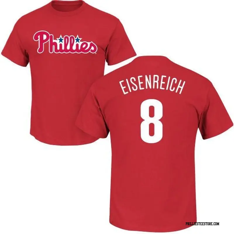 Men's Philadelphia Phillies ＃8 Jim Eisenreich Red Roster Name & Number T-Shirt