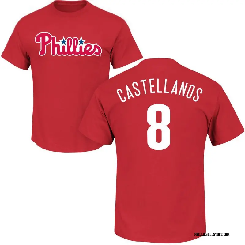 Men's Philadelphia Phillies ＃8 Nick Castellanos Red Roster Name & Number T-Shirt