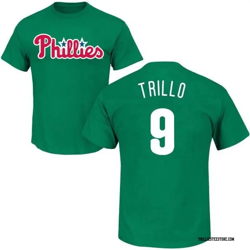 Men's Philadelphia Phillies ＃9 Manny Trillo Green St. Patrick's Day Roster Name & Number T-Shirt