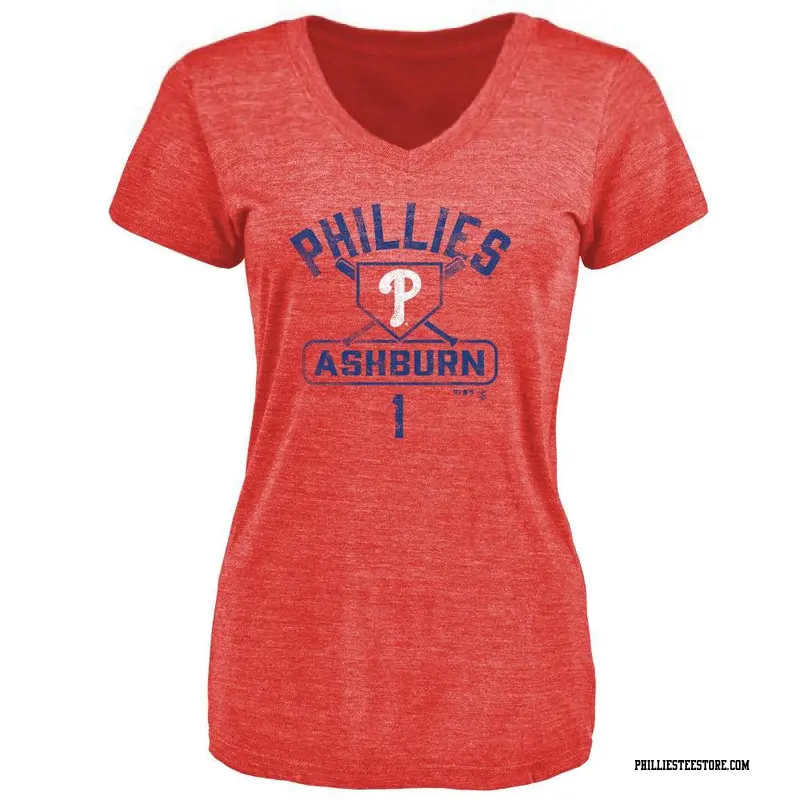 Women's Philadelphia Phillies ＃1 Richie Ashburn Red Base Runner T-Shirt